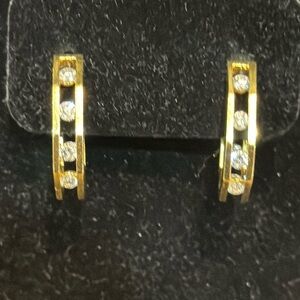 Vintage Jose Hess 1.25 ct Diamond 18K yellow Gold hoop Earrings 129215